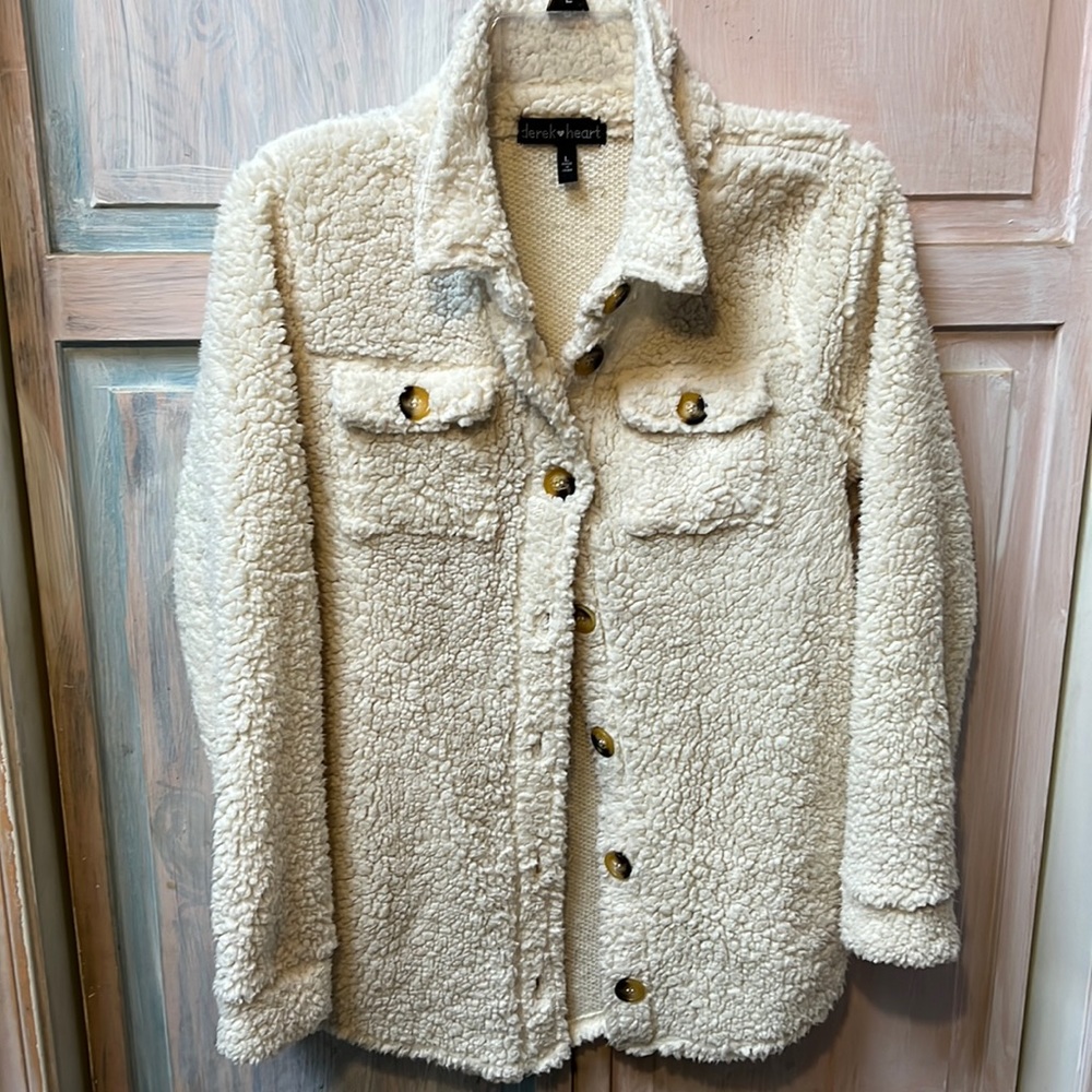 Cream fluffy shacket